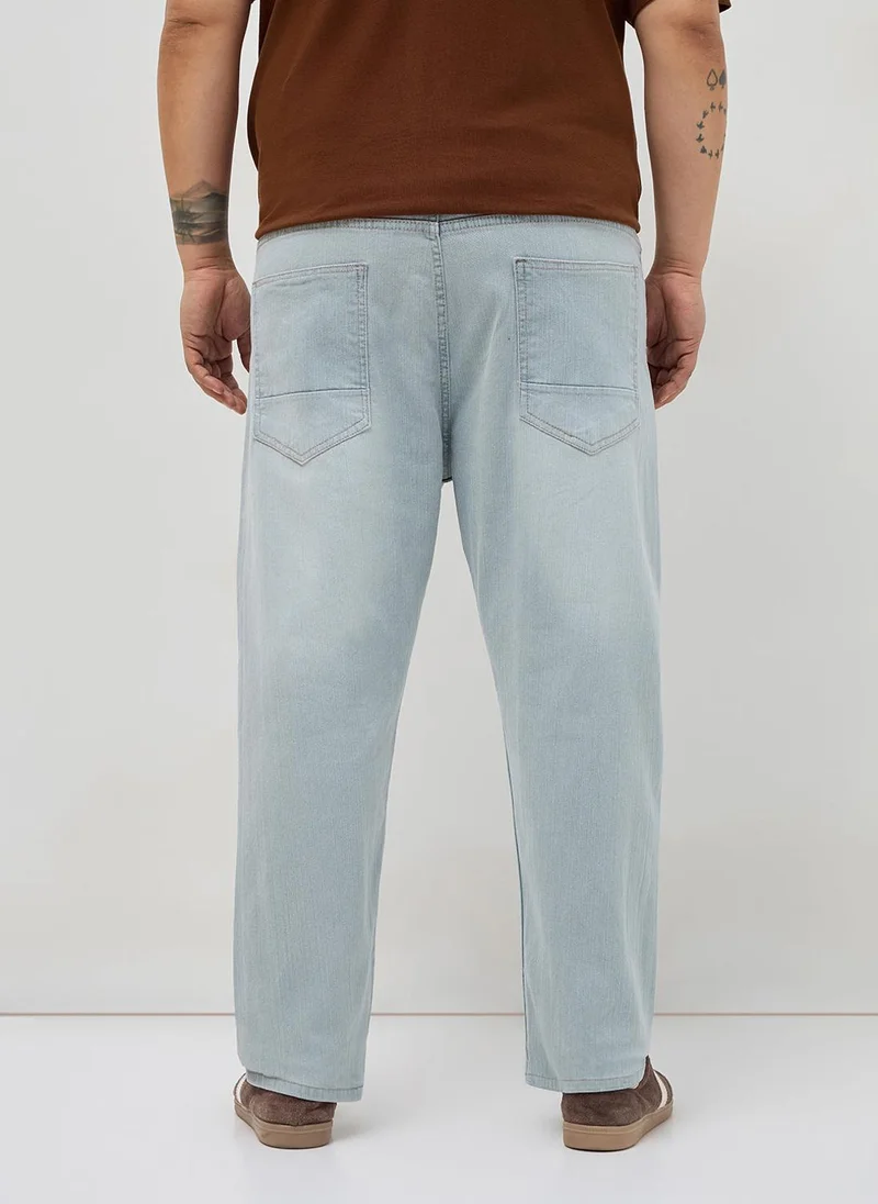 Urbano Fashion  Urbano Plus Men's Ice Grey Straight Fit Washed Denim Jeans Stretchable for Men | Best Price UAE